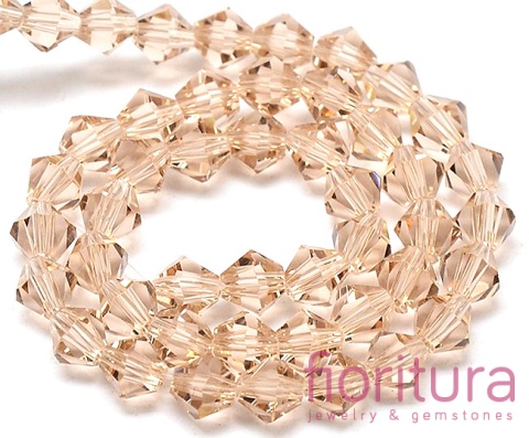 KORALIKI KRYSZTAŁOWE FASETOWANE BICON 6MM KOLOR PEACH PUFF