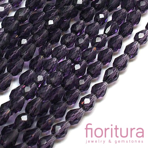 KORALIKI KRYSZTAŁOWE KROPLA FASETOWANA 15x10MM KOLOR INDIGO