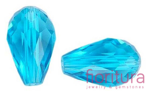 KORALIKI KRYSZTAŁOWE KROPLA FASETOWANA 15x10MM KOLOR DEEP SKY BLUE