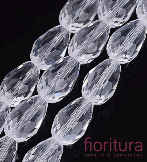 KORALIKI KRYSZTAŁOWE KROPLA FASETOWANA 15x10MM KOLOR CRYSTAL