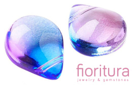 KORALIKI SZKLANE ŁEZKI GŁADKIE 12x9x6MM KOLOR BLUE/PINK TRANSPARENT