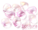 KORALIKI SZKLANE Z BROKATEM ŁEZKI GŁADKIE 12x9x6MM KOLOR PEARL PINK TRANSPARENT