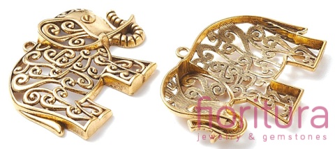 ZAWIESZKA SŁOŃ AŻUROWY 61x49x9MM KOLOR ANTYCZNE ZŁOTO