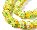 RĘCZNIE ROBIONE KORALIKI SZKLANE LAMPWORK KWIATY KULA NIEREGULARNA 12-13x11-12MM KOLOR GREEN YELLOW