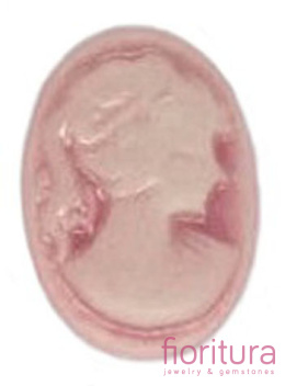 KABOSZON Z ŻYWICY KAMEA OWAL 18x13MM KOLOR PODSTAWY PUDROWY RÓŻ