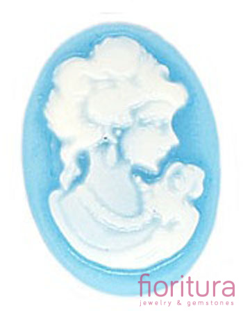 KABOSZON Z ŻYWICY KAMEA OWAL 18x13MM KOLOR PODSTAWY NIEBIESKI