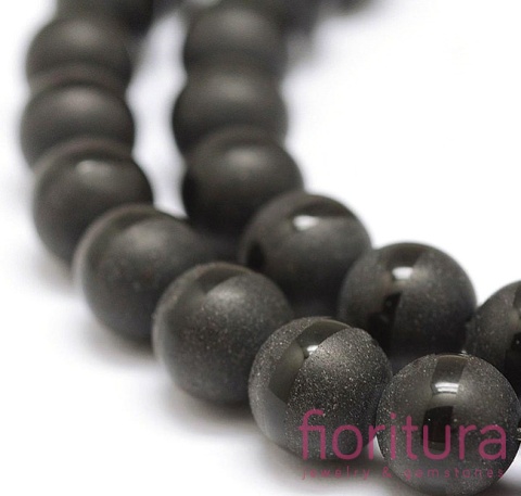 KAMIEŃ NATURALNY AGAT CZARNY MAT KULA 8MM SZNUR