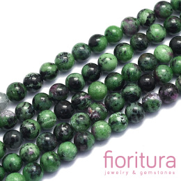 KAMIEŃ NATURALNY ZOISYT Z RUBINEM KULA 8MM SZNUR