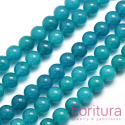 KAMIEŃ NATURALNY JADEIT MALEZYJSKI TEAL KULA 8MM SZNUR