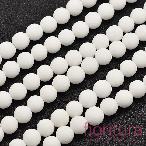 KAMIEŃ NATURALNY JADEIT MALEZYJSKI BIAŁY MAT KULA 8MM SZNUR