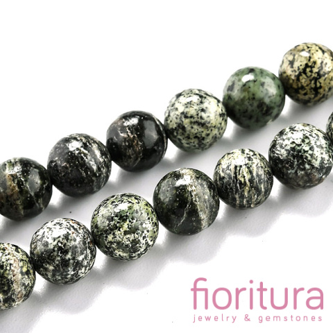 KAMIEŃ NATURALNY ZIELONY JASPIS ZEBRA KULA 8MM SZNUR