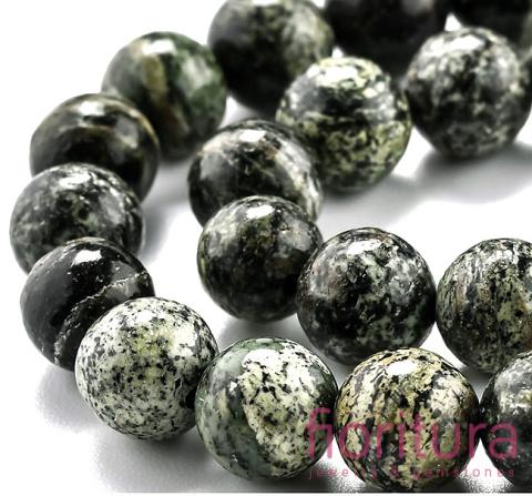 KAMIEŃ NATURALNY ZIELONY JASPIS ZEBRA KULA 8MM SZNUR