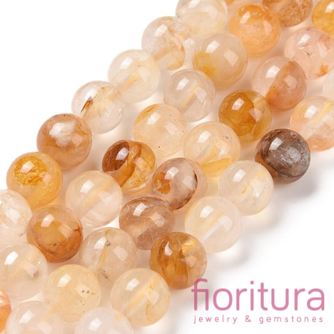 KAMIEŃ NATURALNY HEMATOIDALNY KWARC ZŁOTY KULA 8MM SZNUR