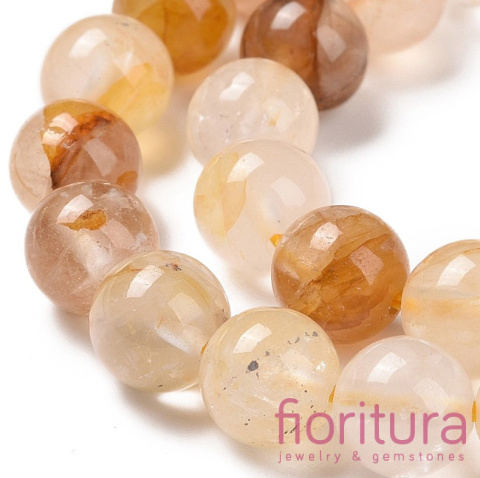 KAMIEŃ NATURALNY HEMATOIDALNY KWARC ZŁOTY KULA 8MM SZNUR