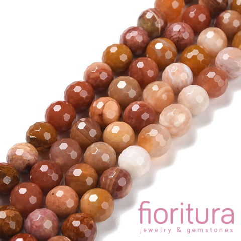 KAMIEŃ NATURALNY SKAMIENIAŁE DREWNO KULA FASETOWANA 8MM SZNUR