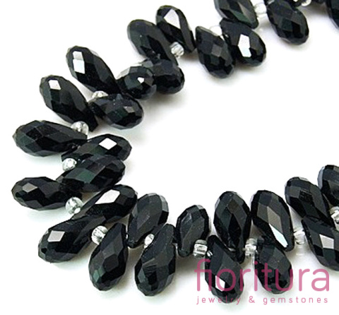 KORALIKI KRYSZTAŁOWE KROPLA FASETOWANA 13x6MM KOLOR BLACK