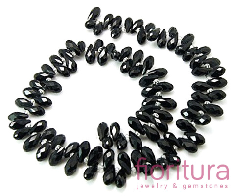KORALIKI KRYSZTAŁOWE KROPLA FASETOWANA 13x6MM KOLOR BLACK