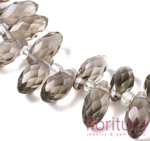KORALIKI KRYSZTAŁOWE KROPLA FASETOWANA 13x6MM KOLOR DARK GRAY
