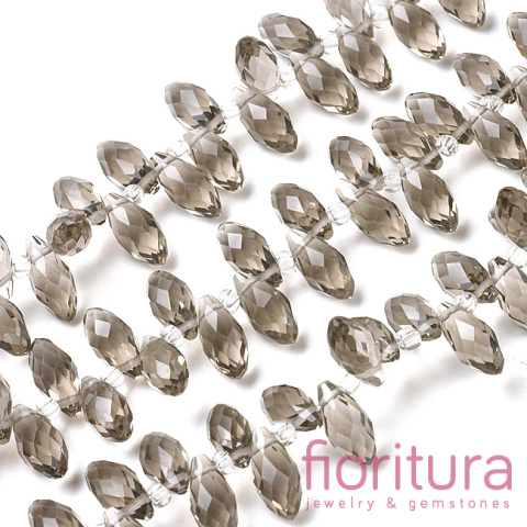 KORALIKI KRYSZTAŁOWE KROPLA FASETOWANA 13x6MM KOLOR DARK GRAY