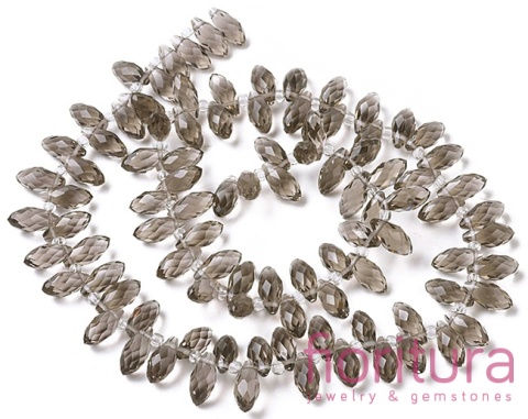 KORALIKI KRYSZTAŁOWE KROPLA FASETOWANA 13x6MM KOLOR DARK GRAY