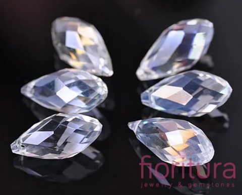 KORALIKI KRYSZTAŁOWE KROPLA FASETOWANA 13x6MM KOLOR CRYSTAL AB