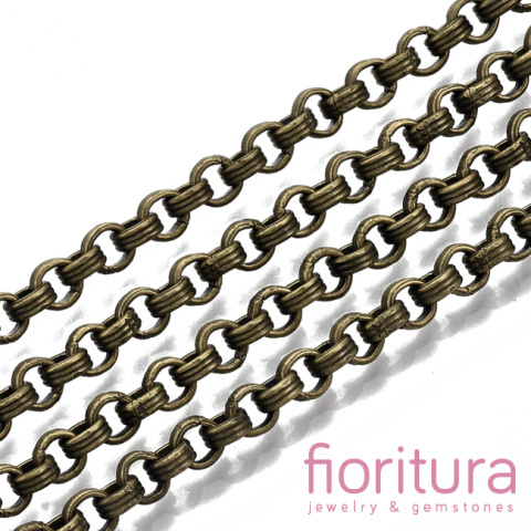 ŁAŃCUSZEK ROLO ROWKOWANY 4,2x4,2MM KOLOR STARE ZŁOTO