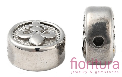 PRZEKŁADKA LILIJKA PASTYLKA 10x6MM KOLOR STARE SREBRO