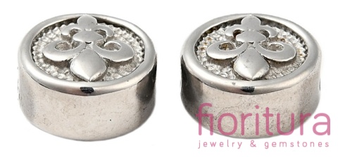 PRZEKŁADKA LILIJKA PASTYLKA 10x6MM KOLOR STARE SREBRO