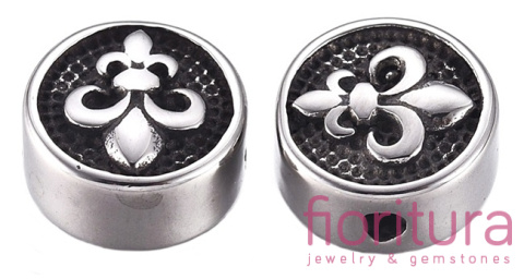 PRZEKŁADKA LILIJKA PASTYLKA 10x5MM KOLOR STARE SREBRO