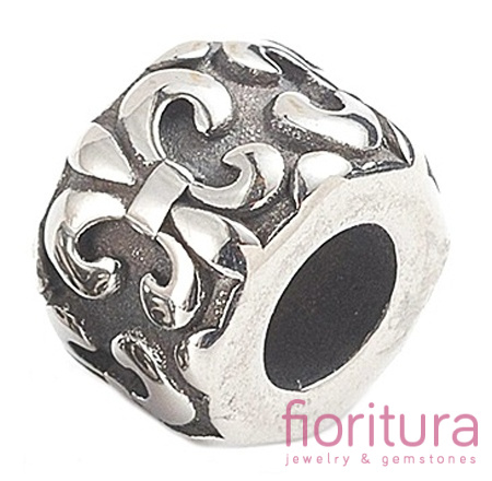 PRZEKŁADKA Z LILIJKĄ WALEC 9x6,5MM KOLOR STARE SREBRO