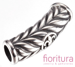 RURKA Z LILIJKĄ ŁUK 29x10MM KOLOR STARE SREBRO