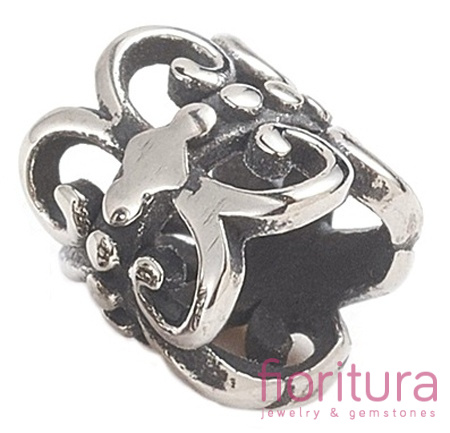 PRZEKŁADKA Z LILIJKĄ WALEC 7x7MM KOLOR STARE SREBRO