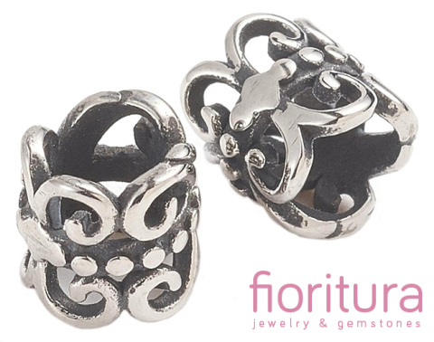 PRZEKŁADKA Z LILIJKĄ WALEC 7x7MM KOLOR STARE SREBRO