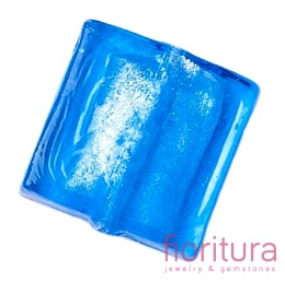 RĘCZNIE ROBIONE KORALIKI SZKLANE SZKŁO WENECKIE ZE SREBRNĄ FOLIĄ KWADRAT 12x12x6MM KOLOR DODGER BLUE