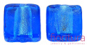 RĘCZNIE ROBIONE KORALIKI SZKLANE SZKŁO WENECKIE ZE SREBRNĄ FOLIĄ KWADRAT 12x12x6MM KOLOR DODGER BLUE