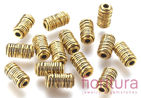 PRZEKŁADKA RURKA PRĄŻKOWANA 11x6MM KOLOR ANTYCZNE ZŁOTO