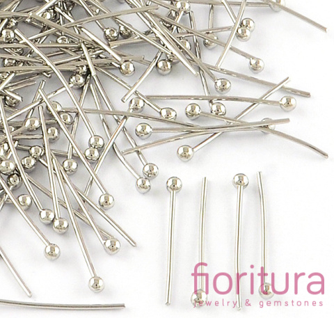 SZPILKI MONTAŻOWE Z KULKĄ 25MM KOLOR STARE SREBRO