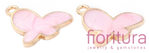 ZAWIESZKA EMALIOWANA RÓŻOWY MOTYL 17X12MM KOLOR ZŁOTY