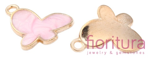 ZAWIESZKA EMALIOWANA RÓŻOWY MOTYL 17X12MM KOLOR ZŁOTY