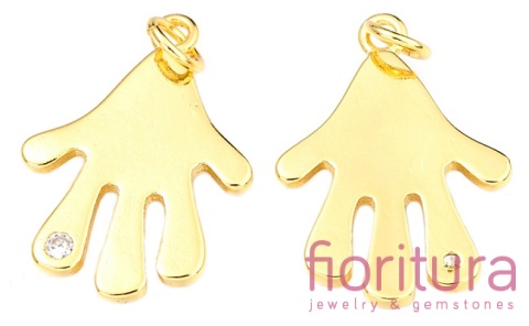 ZAWIESZKA DŁOŃ Z CUBIC CYRKONIĄ CRYSTAL 22X16x2MM POZŁACANA