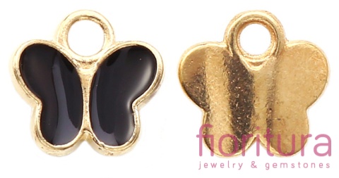 ZAWIESZKA EMALIOWANA CZARNY MOTYLEK 8X8x3MM KOLOR ZŁOTY