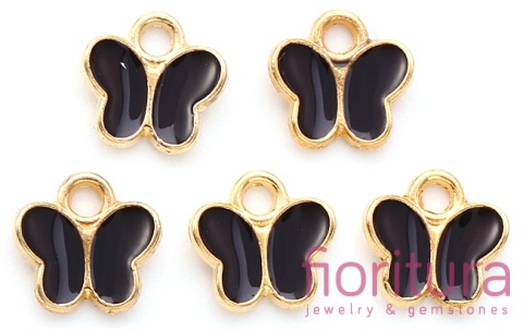 ZAWIESZKA EMALIOWANA CZARNY MOTYLEK 8X8x3MM KOLOR ZŁOTY