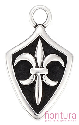 ZAWIESZKA TARCZA Z LILIJKĄ 22x13x3MM KOLOR STARE SREBRO