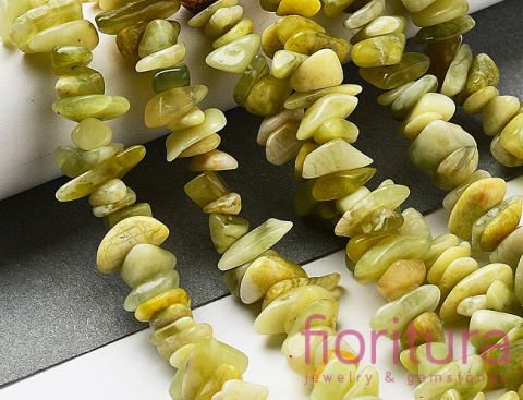 KAMIEŃ NATURALNY JADEIT OLIWKOWY SIECZKA 5-12MM SZNUR