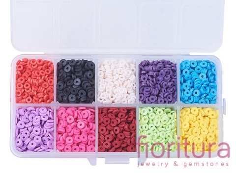 ZESTAW KORALIKÓW HEISHI DYSK 4-5x1MM 10 KOLORÓW 3800-4000 SZT