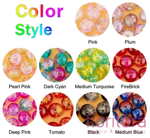 ZESTAW KORALIKÓW SZKLANYCH CRACLE  KULA 10MM 10 KOLORÓW 100-105 SZT