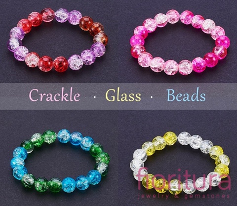 ZESTAW KORALIKÓW SZKLANYCH CRACLE  KULA 8MM 10 KOLORÓW 300 SZT