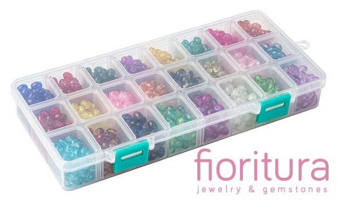 ZESTAW KORALIKÓW SZKLANYCH CRACLE  OWAL 8x6MM 24 KOLORY 1200 SZT