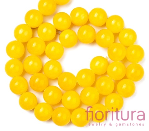 KAMIEŃ NATURALNY BARWIONY JADEIT MASHAN KULA 10MM KOLOR ŻÓŁTY