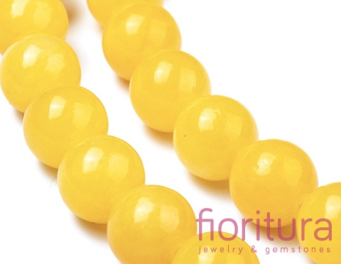 KAMIEŃ NATURALNY BARWIONY JADEIT MASHAN KULA 10MM KOLOR ŻÓŁTY